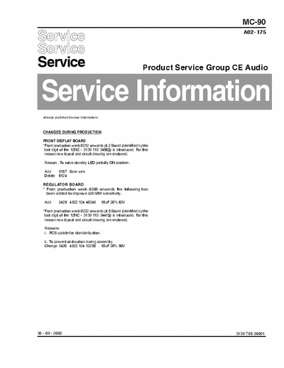 Philips MC-90 Service Information Prod. Serv. Group CE Audio A02-175 (30-09-2002) - pag. 6